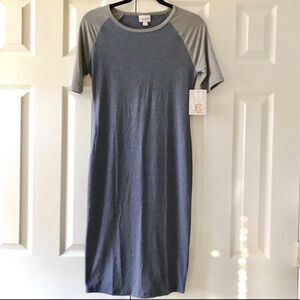 LuLaRoe Julia XS blue and grey midi dress new with tags